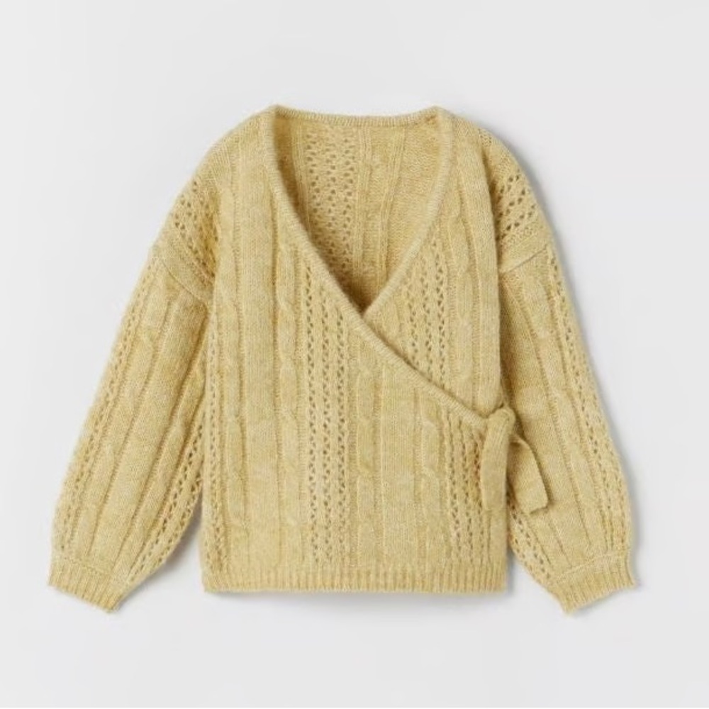 Zara Girls Cable Knit Wrap Sweater